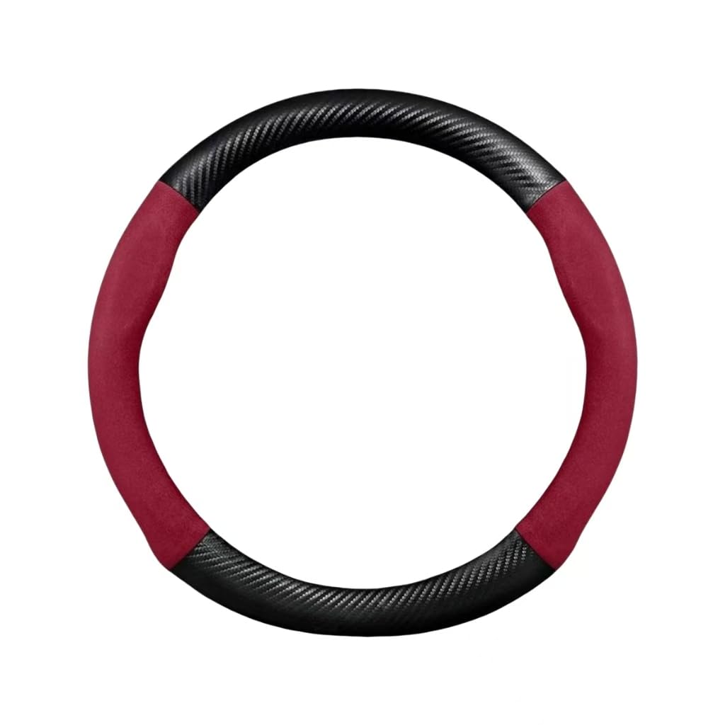 R-timer Car Steering Wheel Cover Artificial Leather for BMW 2 Series Active Tourer (U06) 2021-206, Car Wheel Covers Protector Anti-slip Breathable 37-38cm Interior Accessory,Red-Type O