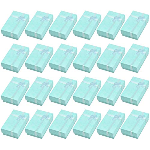 24 Piezas Caja de Regalo para Joyería, Cajitas de Carton para Regalos, Cajas de Presentación Rectangular con Inserto Terciopelo, Caja de Papel para Exhibir Pulsera Pendiente Collar Anillo (Azul) Cover