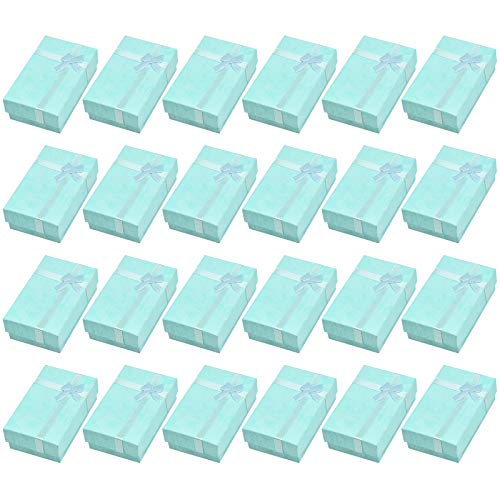 24 Piezas Caja de Regalo para Joyería, Cajitas de Carton para Regalos, Cajas de Presentación Rectangular con Inserto Terciopelo, Caja de Papel para Exhibir Pulsera Pendiente Collar Anillo (Azul)