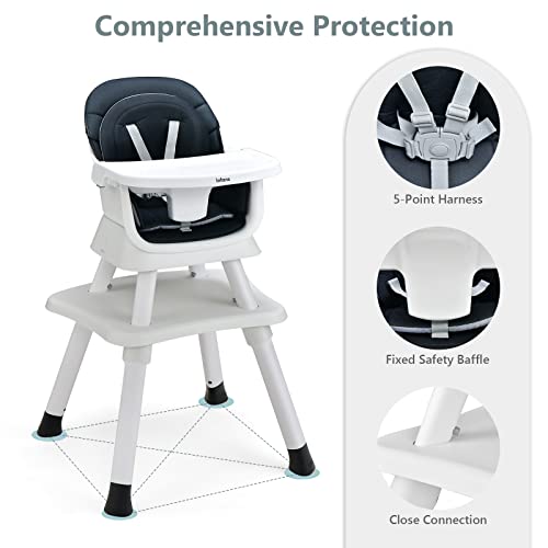 Image of INFANS 8 in 1 Baby High Chair, Convertible Highchair for Babies and Toddlers, Infant Dining Booster Seat, Building Block Table, Kids Stool Table Chair Set with Removable Tray