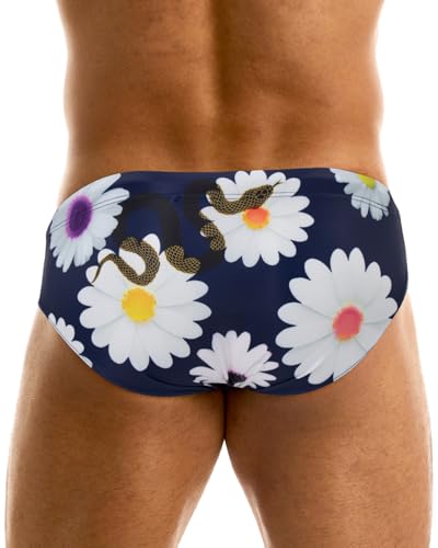 MIZOK Men's Sexy Bikini Swim Briefs Quick Dry Printed Swimsuit Beach Swimwear with Drawstring3