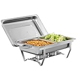 Chafing Dish Set 9L,Edelstahl Warmhaltebehälter Essen,Speisenwärmer,Buffet Wärmer,Wärmebehälter Rechaud für Catering Buffet und Party(1 Set 1/2 GN)