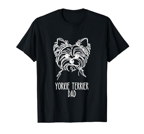 Line Art Best Dad Men - Yorkie Terrier Maglietta