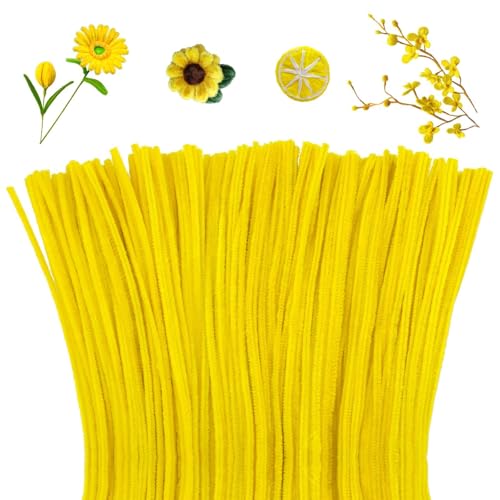 Image of Mnuizu 200Pcs Pipe Cleaners, Pipe Cleaner Chenille Stems DIY Craft Supplies | Bright Pipe Cleaners Craft Supplies, Fuzzy Sticks Pipe Cleaner Bulk for DIY Art Creative Craft Decoration, Yellow