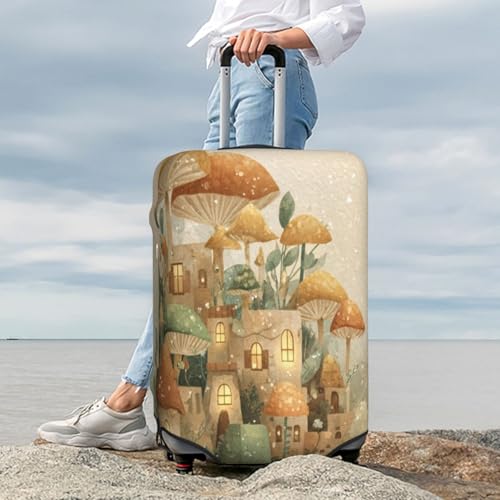 The Mushroom House Durable Luggage Cover Suitcase Protector Anti-Scratch Luggage Cover Fits 18-32inch Luggage, Black, L3