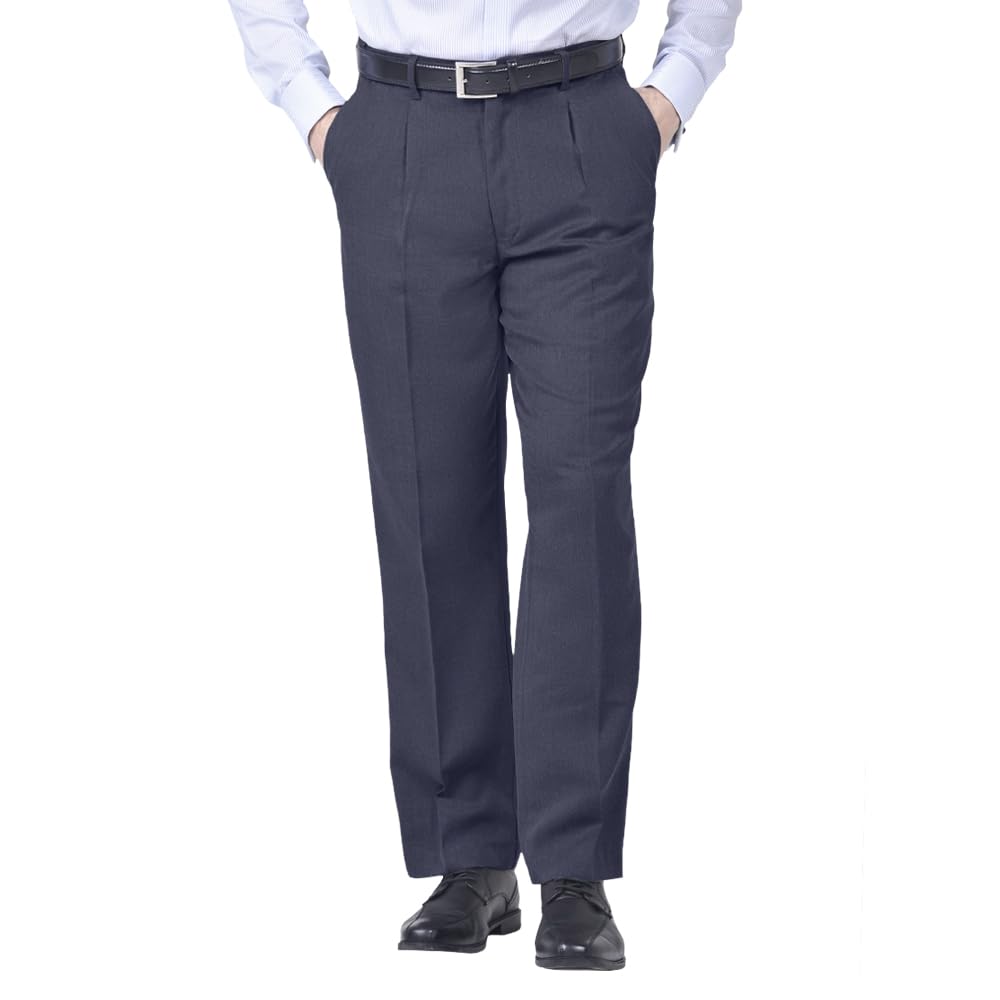 James Holton Men's Navy ’S Formal Elasticated Trousers Stretch Waist Smart Trousers For | 36 Waist And 27 Leg