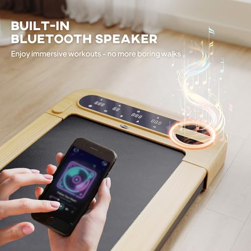 Image of 17x43 inch Premium Space-Saving Portable Under Desk Treadmill Featuring Remote Control Bluetooth Speaker Wheels led Display