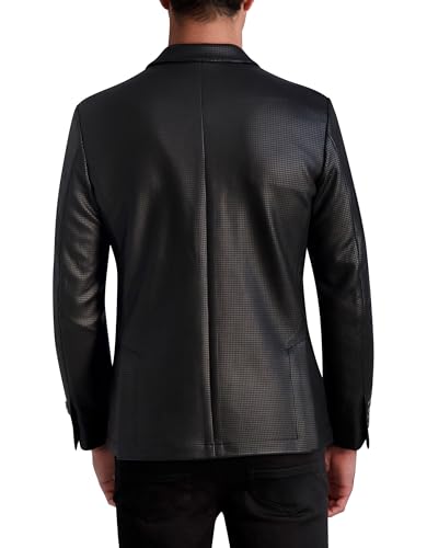 KARL LAGERFELD Men's 2 Button Long Sleeve Coated Blazer3