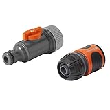 Made in Germany Gardena Perl-Regner-Anschlussset: Armaturenausstattung für den Gardena Perl-Regner, Anschlussstück mit Regulierventil für Perl-Regneranfang und Wasserstop für Perl-Regner-Ende (1989-20)