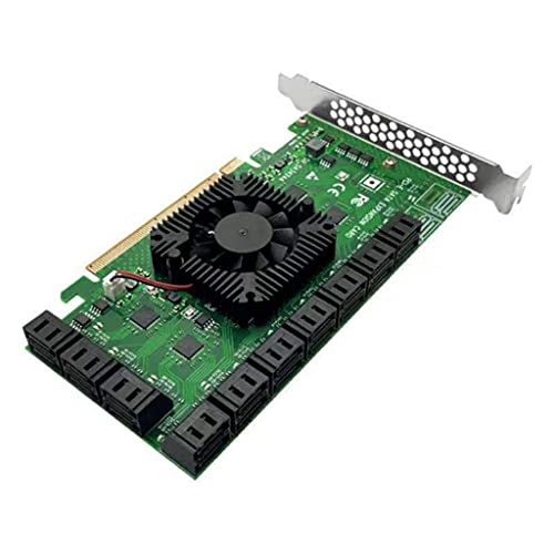24-Port SATA 3.0 Expansion Card, 24-Port PCI-E to Sata3.0 Expansion Card PCI Express X16 Controller SATA PCI-E Adapter 6GB Interface Support Windows/Linux/UBuntu