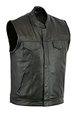 Herren Lederweste Weste Kutte Leder Biker Rocker Motorrad Clubweste schwarz (L)
