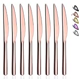 Copper Steak Knives, 8 Piece Premium Stainless Steel Steak Knife Set, Meat Knife Sets, German Steak...