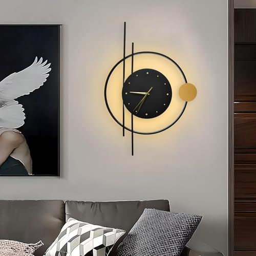 Image of Smartway Denric 6 Watt LED Wall Lamp with Clock Modern Decorative Wall Light with 3 Light Modes (Warm, Natural & Cool White) | Bedroom, Living Room & Bedside