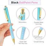 Black Ballpoint Pens, Medium Point 1.0mm Pen with Super Soft Grip, Smooth Writing Long Lasting Retractable Pen for Men Women (12PCS)