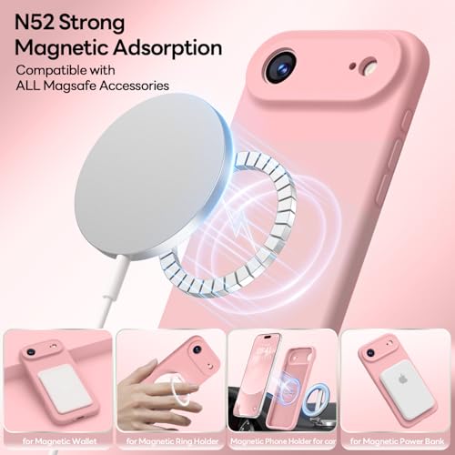 Image of LOVE 3000 Designed for iPhone Air Case, Premium Silicone [Compatible with Magsafe][Soft Anti-Scratch Microfiber Lining] Shockproof Protective Phone Case for Men Women 6.5 inch, Pink Sand