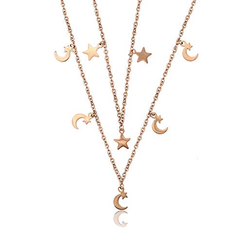 Preisvergleich Produktbild AMORETTO MILANO Choker 'LUNA' Stern,Mond Rose-Gold AM0210