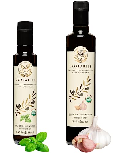 Aceite de oliva extra virgen infusionado con ajo y albahaca miniatura 1