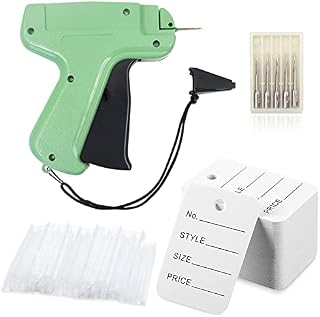 Tagging Gun for Clothing with 5 Needles, 1000 Barb Fasteners and 500 Blank Clothing Tags, Clothing Tag Machine Kit, Clothes Tag Gun, Micro Stitch Clothing Gun Set (Green)