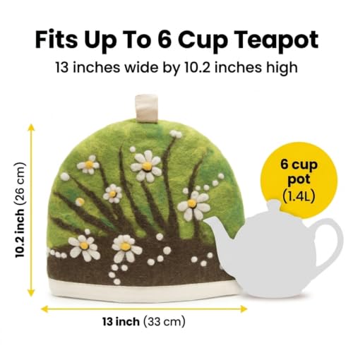 Image of Glaciart One Wool Teapot Cozy Kettle Cover | Dome Shaped Large Tea Cosy, Kettle or French Press | Handmade & Needle Felted from Natural Wool | Warms Up to 2 Hours | Great as Gift