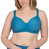 Leading Lady, The Brigitte Full Coverage, kabellos, gepolsterter T-Shirt-BH, Ballettrücken, Seiten- und Rückenglättung, breite Träger, Blauer kosmischer Druck, 125A