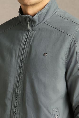 Image of Men Casual Grey Solid Jacket