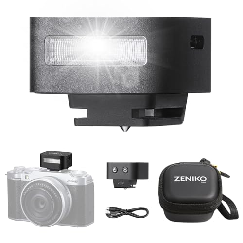 ZENIKO ZF08 Aluminum Mini Flash Speedlite for Canon Fuji Sony ZV1 Nikon Panasonic Olympus Pentax 5 Power Levels 440 Full-Power Flashes 6500K <3s Recycling Compact DSLR/Mirrorless Flash (Black)