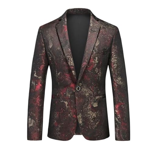 Autumn Suit Jacket V Collar Single Button Dress Coat for Men Wedding Party Male Blazers