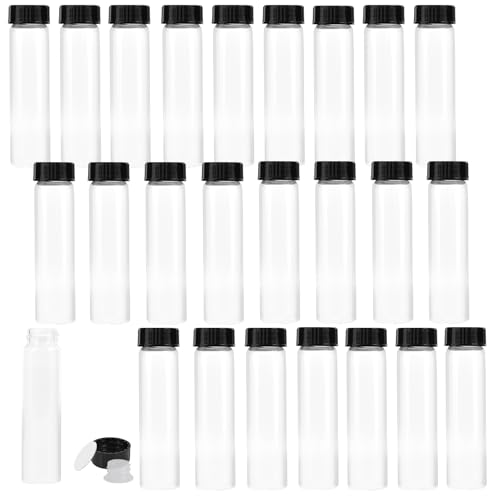 Cadbibe 40ml Clear Glass Vials with Screw Caps and Plastic Stoppers, Small Liquid Sample Glass Test Tubes, Leak-Proof Glass Bottles, 25PCS