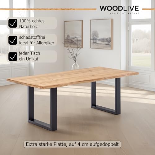 WOODLIVE DESIGN BY NATURE Massivholztisch Esstisch massiv Wildeiche Brian Natur geölt (240x100)