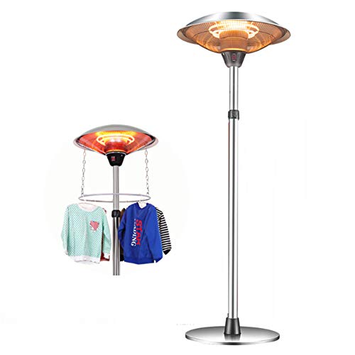 Heizpilz Terrassenheizer Infrarotstrahler,Terrassenstrahler 3000 Watt, 3 Heizstufen, Teleskoprohr Verstellbar Bis 210 cm, Elektro