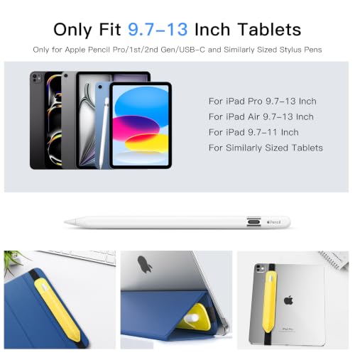 Image of MoKo Pencil Case Holder Fit The Apple Pencil (Pro and USB-C and 1st and 2nd Gen), Detachable Elastic Pocket for Stylus Pen with Elastic Band Attached to iPad Case, Light Yellow