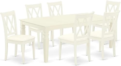 Miniatura 11 de East West Furniture LGCL9-LWH-C Juego de mesa de comedor moderno de 9 piezas, incluye una mesa rectangular de madera con hoja de mariposa y 8 sillas