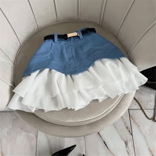 Women’S Mini A-Line Skirt High Waist Denim Ruffle Skirt Slim Fit Casual Summer Short Skirts3