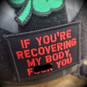 Miniatura 2 de If You're Recovering My Body - Parche de 2 x 3 pulgadas con velcro, color negro con rojo