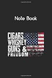  Notebook: Cigars Whiskey Guns Freedom American Flag Vintage Lined Pages Notebook White Paper Blank Journal with Black Cover Size 6in x 9in x 115 pages for Kids or Men and Women Kawaii Sailor