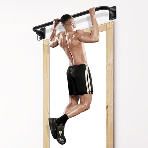 Image of TYB 2PCS Wall Mount Doorway Pull Up Bar, Heavy Duty Strength Training Chin Up Bars, Door Frame Pull-Up Bars Ceiling Wall Mounted, Thick steel Sturdy Hanging Pull-up Bar for Home Gym Workout (Black, Wall Mount)