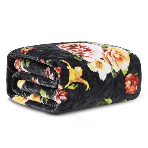 Bestlivings Manta XXL de lujo de 240 x 200 cm (580 g/m²), suave manta con diseño de rosas, estable y con certificado Öko-Tex, colcha premium para sofá y cama, incluye bolsa de almacenamiento