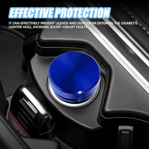 Image of Car Cigarette Lighter Plug Cover, Car Cigarette Lighter Dust Covers, Aluminum Alloy Cigarette Lighter Socket Cover Cap, Waterproof Plug Decoration Cover for Most Cars SUVs Trucks