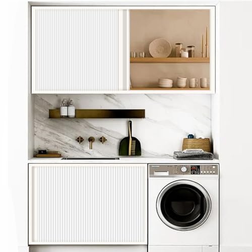 Cortinas Debajo del Fregadero, Corredera Plegable Cortina de Gabinete, Cortinas para Armarios de Cocina Sin Puertas, Puertas Plegables para Armario Resistente al Agua y al Polvo