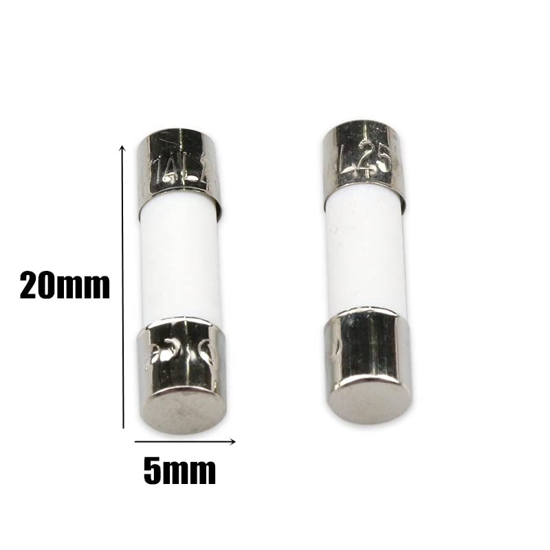20Pcs 5x20mm Ceramic Fuse 5A Cartridge Fast Blow Tube 250V for Power Strip Experiment Circuit Appliance Repair