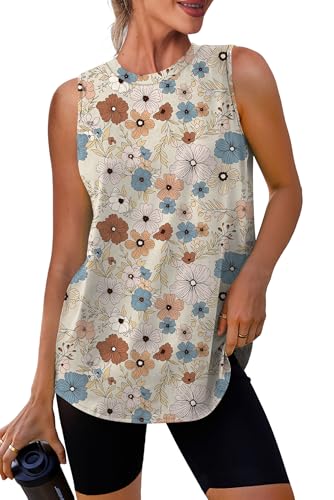 Image of Womens Workout Tank Tops Lightweight Sleeveless Shirts for Women Loose Fit Tops for Athletic Running Tennis Yoga