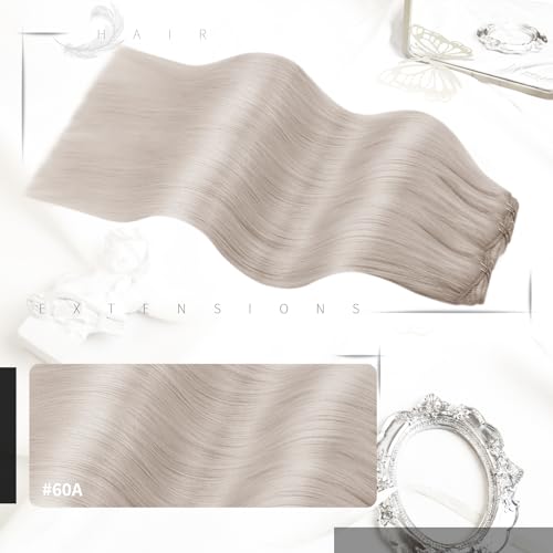 Moresoo Clip in Hair Extensions Real Human Hair White Blonde Human Hair Extensions Clip in for Women Full Head Short Layered Hair 14 Inch 80G #60A 5pcs - Image 2
