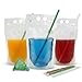 100PCS Drink Pouches with Straw Smoothie Bags Juice Pouches with 100 Drink Straws, Heavy Duty Hand-Held Translucent Reclosable Ice Drink Pouches Bag by C CRYSTAL LEMON