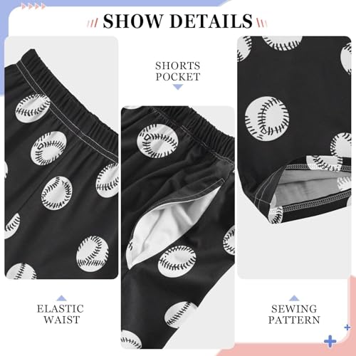 Pajama Pants White Baseball Black Pattern PJ Bottoms Sleepwear Lounge Sleep Pant with Pockets4