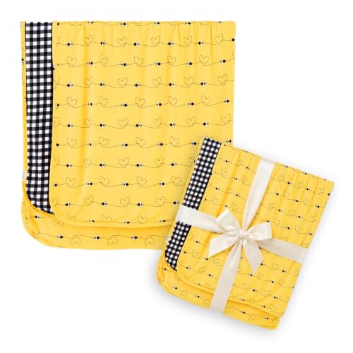 Dreamiere Reversible Toddler Blanket Bumble and Kind - Soft Double-Layer Bamboo Viscose Baby Blanket, Hypoallergenic & Breathable, 48x48 Kids Throw for Bed, Stroller & Travel, Year-Round Baby Bedding