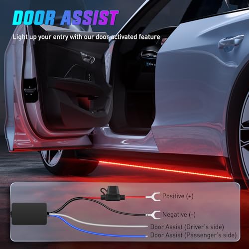 Nilight 8Pcs Aluminum Underglow Neon Accent Strip Lights 396 LEDs Dream Color Door Assist Multi Modes Sound Active Function Music with APP, Remote Control Underbody Light for Car Truck RV