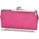 Double Frame Vintage Style Clutch Wallet, Clutch Purses for Women, Wallet Women, Clutch, Travel Wallet Womens (Pink)
