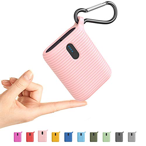 Outxe Mini Portable Charger 10000mAh, Power Bank with Dual Output Ports, Ultra Compact Lightest USB-C External Battery for iPhone, Samsung and More (Petal Pink)