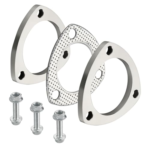 EVIL ENERGY 3 Inch 3 Bolt Exhaust Flange Connection Kit, Stainless Steel Exhaust Flange and Gasket Set with Bolts and Nuts, 2 PCS