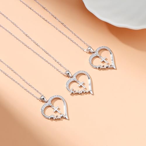Lcherry Faith Necklace - Heart Cross Necklace for Women, Baptism Religious Gifts for Women Christian Jewelry3